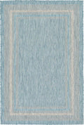 Unique Loom Outdoor Border Collection Area Rug - Soft Border (4' 1" x 6' 1" Rectangle, Aquamarine/ Ivory)