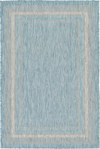 Unique Loom Outdoor Border Collection Area Rug - Soft Border (4' 1" x 6' 1" Rectangle, Aquamarine/ Ivory)
