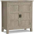 SIMPLIHOME Burlington SOLID WOOD 30 inch Wide Transitional Low Storage Cabinet in Distressed Grey for the Living Room, Entryway and Family Room