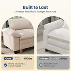 PHI VILLA Oversized Single Armless Sofa with Ottoman, Upholstered Chaise Lounge Chairs, Indoor Cloud Reading Chair with Deep Seat for Small Spaces, Chenille Fabric, Teal