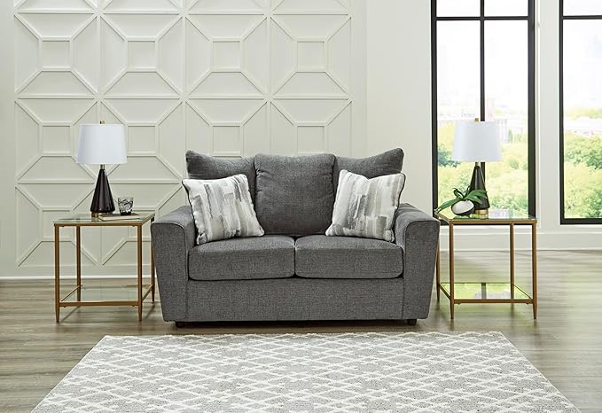 Signature Design by Ashley Stairatt Casual Loveseat with Flared Arms, Gray