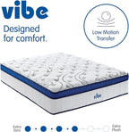Vibe Quilted Hybrid Mattress, 12-Inch Innerspring and Pillow Top Gel Memory Foam Mattress, Fiberglass Free, CertiPUR-US Certified Bed in a Box, Full, White