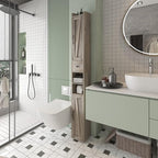 Bathroom Cabinet with Adjustable Shelf, Storage Cabinet for Small Space, Tall Bathroom Storage Cabinet with Retractable Toilet Paper Rod, Narrow Cabinet with 2 Doors, 8 Compartment, Brown Gray