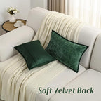 FUTEI Christmas Dark Green Chenille Throw Pillow Covers 12x20 Inch Set of 2,Soft Cozy Bound Edge Design Lumbar Pillow Cases,Home Decor for Couch Bed Living Room