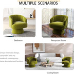 Swivel Accent Chair Set of 2,Upholstered Velvet 360° Swivel Barrel Chair for Living Room Overstuffed Bouncle Reading Chair Round Armchair for Bedroom,Vanity,Office (Grass Green)