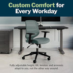 Vari Foundation Chair - Ergonomic Home Office Desk Chair + Adjustable Height, Tilt, and Armrests, Breathable Mesh, Lumbar Support - Swivel Rolling Task Chair for Office or Study (Sage Grey)