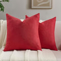 FUTEI Christmas Red Chenille Throw Pillow Covers 18x18 Inch Set of 2,Soft Wide Chevron Textured Cushion Case,Farmhouse Home Decor for Couch Bed Living Room