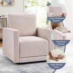 INZOY Swivel Accent Chair, Comfy 360° Swivel Chair with Hidden Storage, Upholstered Chenille Square Chair for Living Room Bedroom Small Spaces, Fully Assembled, Beige