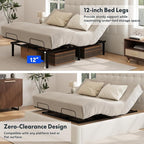FLEXISPOT S3K-Lite King Size Adjustable Bed Frame Base, Zero Clearance, Independent Head & Foot Incline, Zero Gravity, Wireless Remote, 12’’ Legs, Easy Assemble, 5-Year Warranty, 750 lbs.
