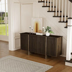 Sideboard Buffet Cabinet with Storage, Walnut Freestanding Floor Cabinet 64” Farmhouse Sideboard Wooden Large Storage Cabinet Media Console Table Credenza for Living Room Dining Room Hallway, Single