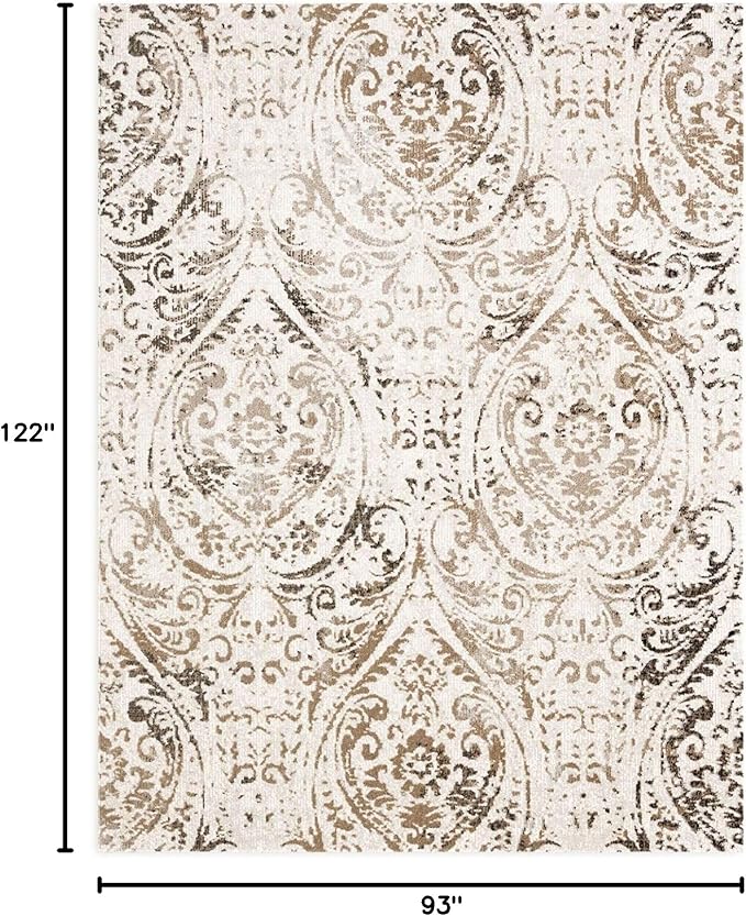 Nicole Miller New York Patio Sofia Juniper Indoor/Outdoor Area Rug, Ivory/Mustard, 7'9"x10'2" Rectangle, Rectangular