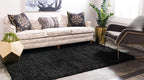 Unique Loom Solid Shag Collection Area Rug (7' 10" x 10' Rectangle, Jet Black)