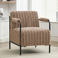 Modern Accent Lounge Chair Velvet Tufted Textured Upholstery Vertical Stitching Metal Frame Ergonomic Reading Chair for Living Room Bedroom Stylish Compact Cozy Design (Light Brown)
