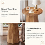 Tribesigns Farmhouse Round End Table, Wooden Couch Side Table with Octagonal Base, Rustic Brown Nightstand Pedestal Accent Furniture for Living Room, Bedroom (1, Walnut)