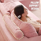 107" Boneless Couch with Deep Seat, Modular Sectional Sofa, Cloud Sectional Couch for Living Room, No Assembly Required, Corduroy, L-Shape Right，Pink