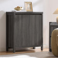 SICOTAS Sideboard Buffet Cabinet with Storage, Fluted Credenza Console Cabinet with Adjustable Shelves, Modern Coffee Bar Storage Cabinet for Kitchen, Living Room, Entryway, Black Oak