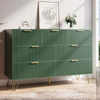 Green Dresser for Bedroom, 7 Drawer Dresser with Gold Pulls, Wide Chest of Drawers for Bedroom, Entryway, 47.2" L x 15.7" D x 31.4" H