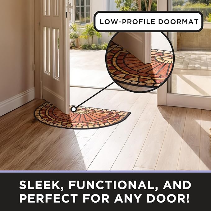 ubdyo Welcome in Style Front Door Mat - Low Pile Front Door Mat Outside Entrance - Muddy Dirt Trapping Welcome Matt Outdoor - Rubber Backing Anti Slip Indoor Doormat Entrance, 30" x 17"