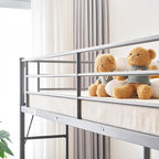 Karl home Twin Loft Bed with Desk and Storage Shelvs,Twin Bunk Bed with Desk for Kids Teens Adults, Saving Space,No Box Spring Needed, Non-Noice, Grey