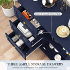 HLR Accent Cabinet with 3 Drawers and Door, Wooden Storage Cabinet with Shelves, Sideboard for Living Room, Entryway, Navy Blue