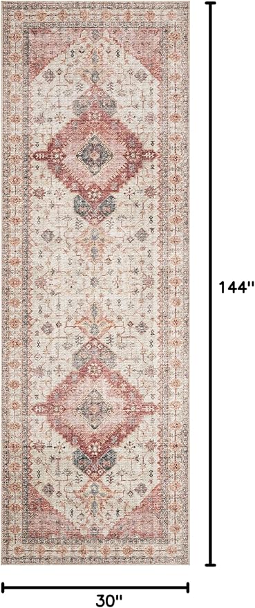 Loloi Skye Collection SKY-02 Ivory/Berry 2'-6" x 12'-0" Runner Rug