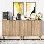 Fluted Storage Cabinet, Free Standing Buffet, Wood Sideboard, Multifunctional Accent Storage for Living Room, Hallway, Entryway, Dining Room (1, Oak)