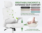 White Ergonomic Office Chair: Mesh Desk Chair Comfy with Adjustable Lumbar Support 400lbs High Back Computer Gaming Chair - Big and Tall Office Chairs with Extra Wide Seat-Adults Home Office