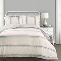 Lush Decor Farmhouse Stripe Reversible Cotton Comforter Set, 3 Piece Set, King, Blue - Cozy F𝚊rmhouse Bedding Set - Rustic Decor - Striped Comforter - Modern Farmho𝚞se Bedroom Decor