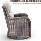Swivel Patio Chairs Set of 2 with 6" Thick Cushion - Wicker Outdoor Swivel Rocker Patio Chair, High Back Comfortable Outdoor Glider Chairs 360° Rotation Glider Brown Wicker-Beige Cushion