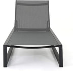 Christopher Knight Home Modesta Outdoor Aluminum Framed Chaise Lounges with Mesh Body, 2-Pcs Set, Black Finish / Grey Mesh