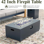 LayinSun 4 Pieces Aluminum Patio Furniture Set with Fire Pit Table, Oversized Seat with Hight Back, Outdoor Conversation Sets for Porch, Balcony, Deck