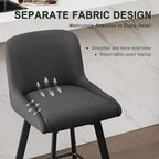 Swivel Counter Height Bar Stools Set of 2, 26''H Upholstered Barstools with Backs, Modern Bar Stool Chairs for Kitchen Island, Metal Legs, Fabric, Black Grey Stools Counter Chair