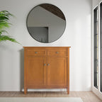 SIMPLIHOME Warm Shaker Solid Wood 36 inch Wide Transitional Entryway Storage Cabinet in Light Golden Brown for The Living Room, Entryway and Family Room