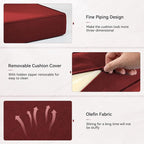 Luxury 6" Outdoor Cushions for Patio Furniture, 24x24x6" Thick Seat Cushion Set of 9, Fade Resistant Couch Chair Replacement Cushions High Density Deep Wicker Chair Cushion w/ Removable Cover, Red