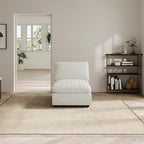 Modern Sectional Linen Cloud Couch for Living Room Armless Modular Filled-Down Sofas,Detachable Couch Cushion Covers,Cozy Feather Down Sofa for Apartment Cream White