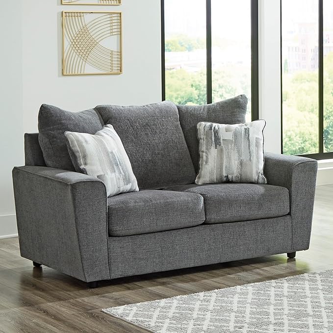 Signature Design by Ashley Stairatt Casual Loveseat with Flared Arms, Gray