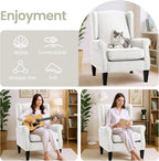 Accent Chair Set of 4, Modern Living Room Chairs with Wingback, Comfy Upholstered High Back Single Sofa for Bedroom, Mid-Century Reading Armchair Sillas para Sala