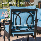 Patio Furniture Set with 56" Fire Pit Table, Premium Outdoor Wicker Metal Frame Furniture with Upgraded Waterproof Thick Cushions for Porch, Poolside, Deck, and Yard