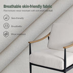 Modern Accent Chair for Living Room Bedroom Mid Century Arm Chair Upholstered Office Accent Chair Comfy Waiting Room Chair with Metal Frame, Cream White