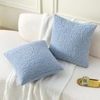 FUTEI Light Blue Throw Pillow Covers 16x16 Inch Set of 2,Furry Faux Fur Teddy Boucle Textured Cushion Covers,Soft Fluffy Decorative Pillow Case,Home Decor for Couch Bed Living Room Office Car