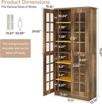 Tribesigns 71-Inch Tall Shoe Cabinet with Doors, 8-Tier Shoe Storage with Adjustable Shelves, Modern Shoe Organizer Shoe Rack Cabinet for Entryway, Hallway, Closet, Living Room, Rustic Brown