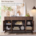 OKD Fluted Storage Cabinet with Drawers, 60" Morden Buffet Sideboard Coffee Bar Cabinet with 4 Doors and 3 Drawers for Dining Room, Living Room,Hallway (Dark Walnut)