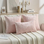 FUTEI Pink Flannel Throw Pillow Covers 20x20 Inch Set of 2,Soft Dimensional Textured Cushion Cases,Modern Home Decor for Couch Living Room