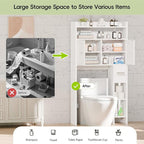 MU Over The Toilet Storage Cabinet with Doors, 32" Bathroom Storage Organizer with Side Shelves, Space-Saving Toilet Storage Rack for Bathroom, Laundry (White)