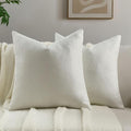 FUTEI Cream White Chenille Throw Pillow Covers 26x26 Inch Set of 2,Soft Wide Chevron Textured Euro Pillow Shams,Farmhouse Home Decor for Couch Bed Living Room