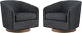 CHITA Swivel Accent Chair Set of 2, FSC Certified Upholstered Fabric Barrel Chair for Living Room, Fully Assembled, Midnight