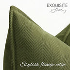 ZWJD Olive Green Pillow Covers 24x24 Set of 2 Chenille Throw Pillow Covers with Elegant Design Soft and Luxurious Decorative Throw Pillows for Couch, Bed, and Home Decor