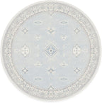 RUGGABLE Washable Vintage Area Rug – Verena Soft Blue 6 ft Round, Stain-Resistant, Non-Slip – Medium Machine Washable Rugs for Living Room, Bedroom, Hallway, Entryway & Office–with Cushioned Pad