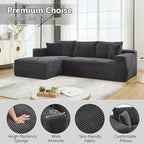 PELUMY 108.7" L-Shaped Modular Sectional Sofa with Oversized Chaise, Cloud Couch with Memory Foam, No Assembly Required Sleeper Sofa for Small Space Living Room, Apartment (Grey, Corduroy)
