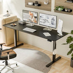 ERGOMAKER Electric Standing Desk, 67" x 23.6" Height Adjustable Sit Stand Desk with Splice Board for Home Office, Computer Table Memory Preset (Black Frame, Black Desktop)
